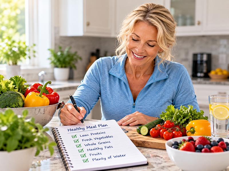 Healthy Meal Planning in a Bright Kitchen